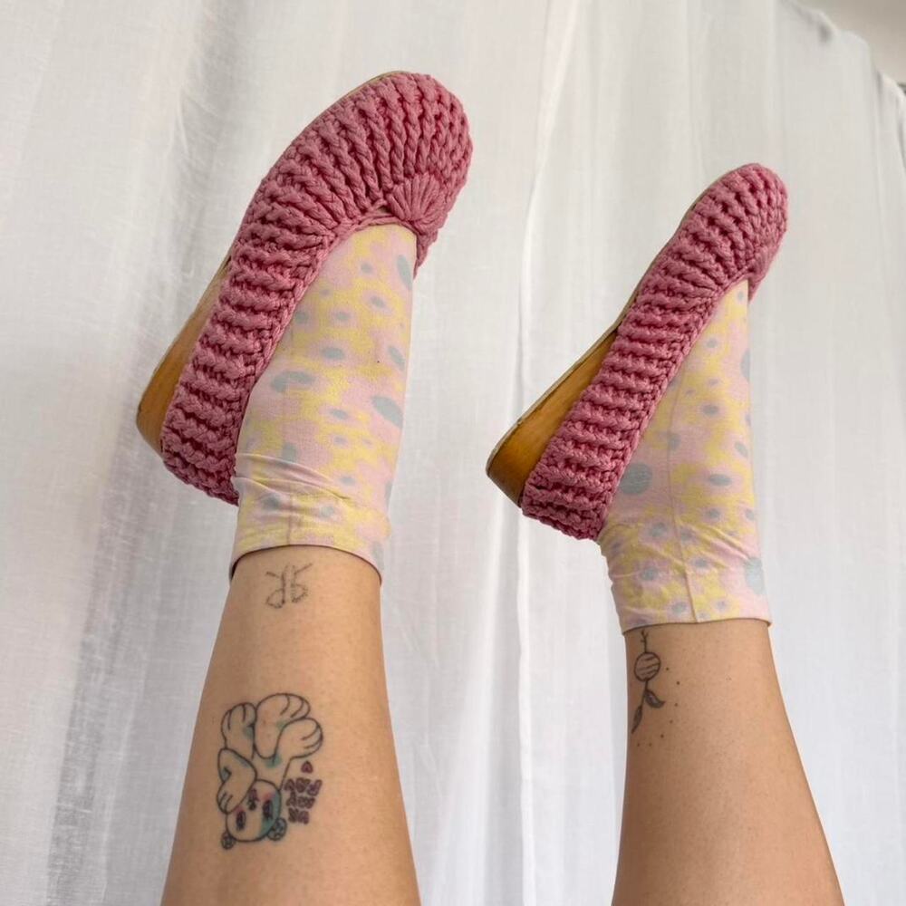 ✿ handmade pink woven ballet flats ✿